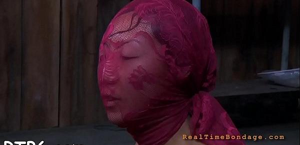 Pleasant beauty receives facial torture during bdsm play